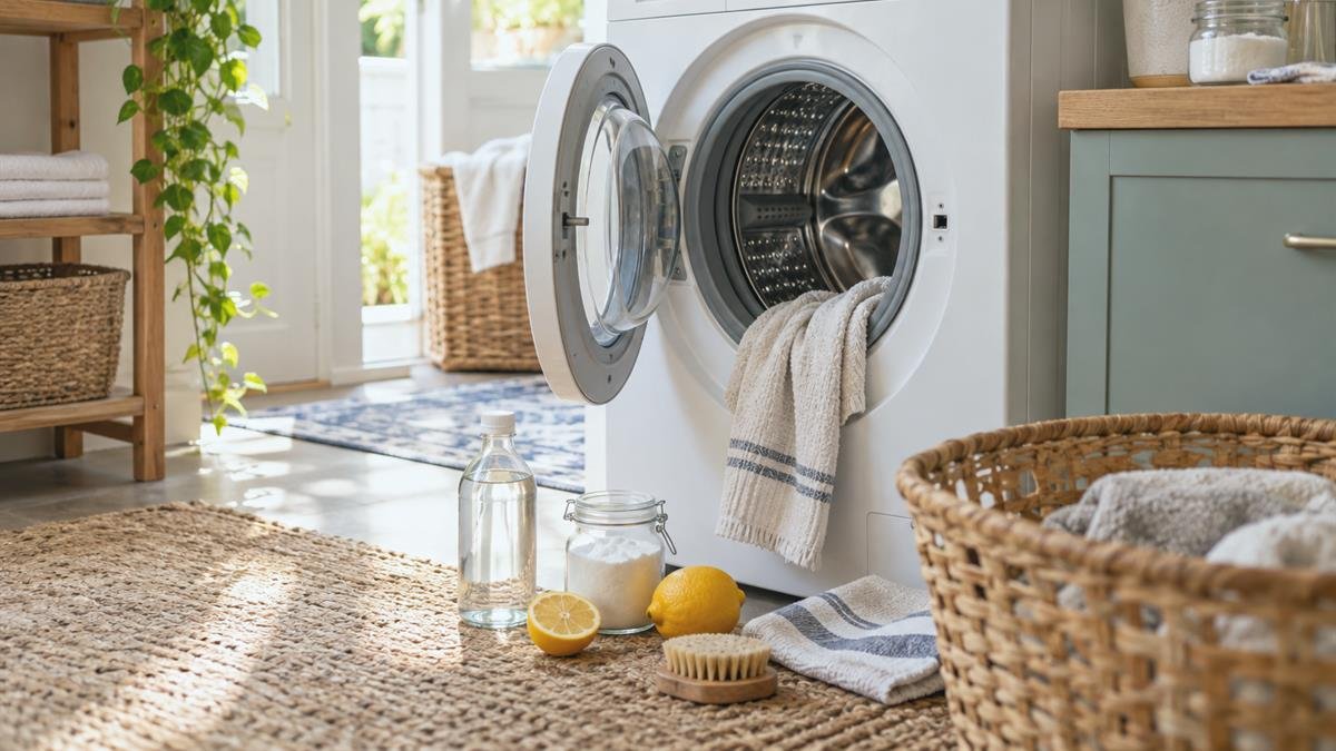 Home and garden details supporting how to keep a washing machine clean and odor-free