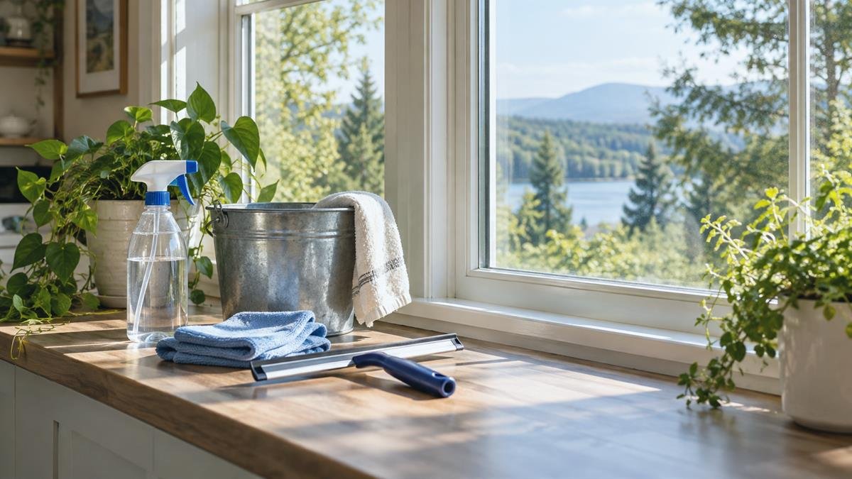 Home and garden details supporting how to clean windows for a clear, streak-free finish