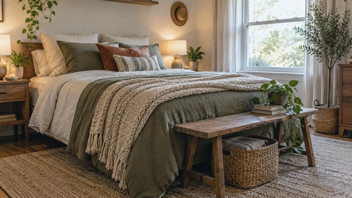 Home and garden details supporting how to create a cozy bedroom on a realistic budget