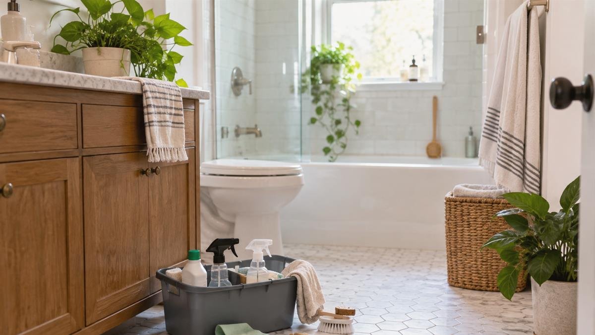 A practical step related to how to deep clean a bathroom step by step