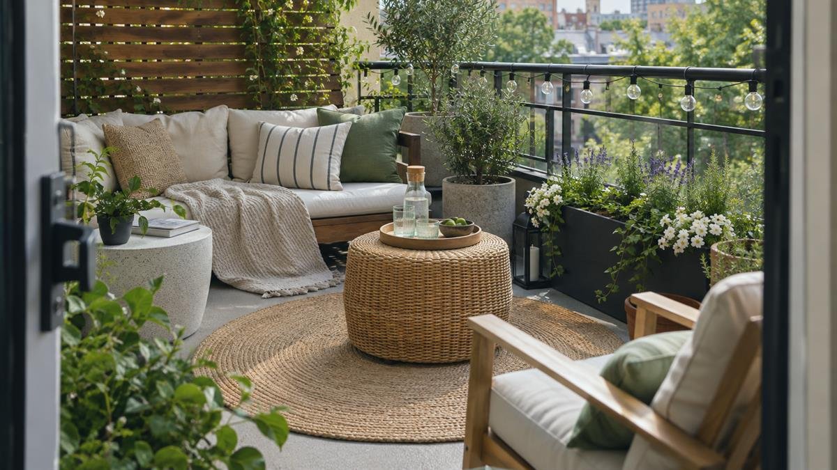 Home and garden details supporting how to make a balcony feel like a usable outdoor room