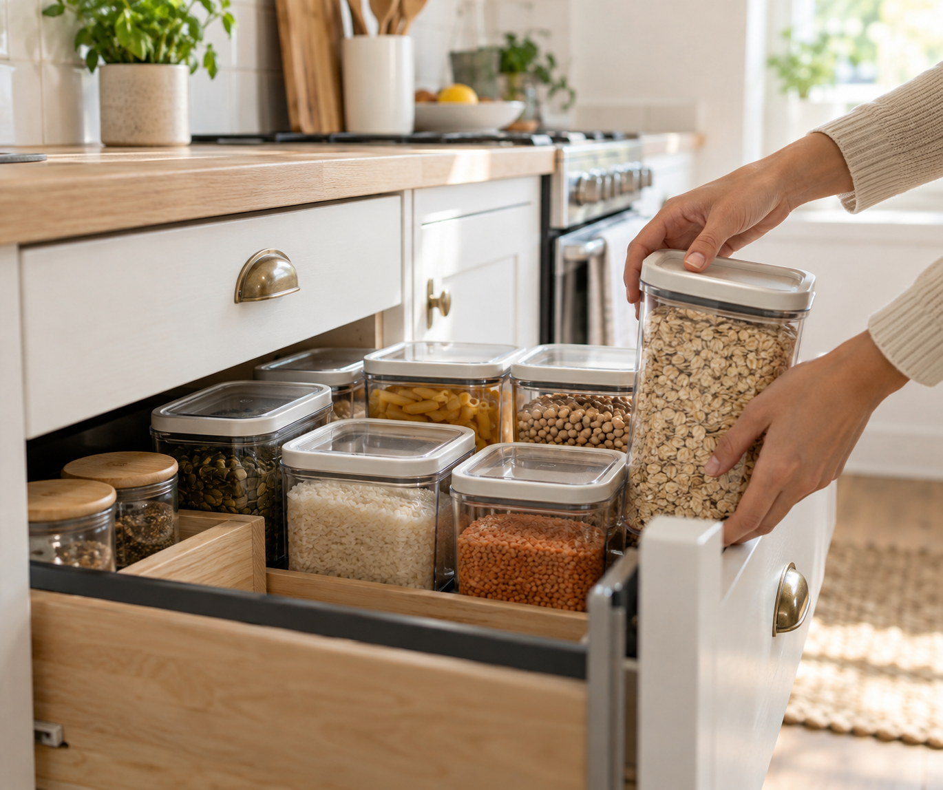 A practical step related to how to organize a small kitchen without buying expensive storage