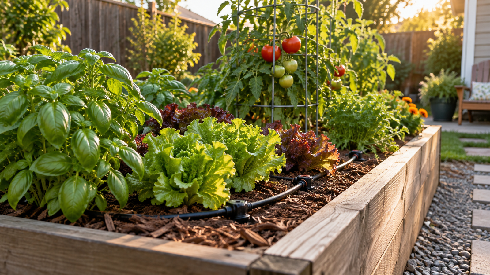 Home and garden details supporting how to start a vegetable garden in a small backyard